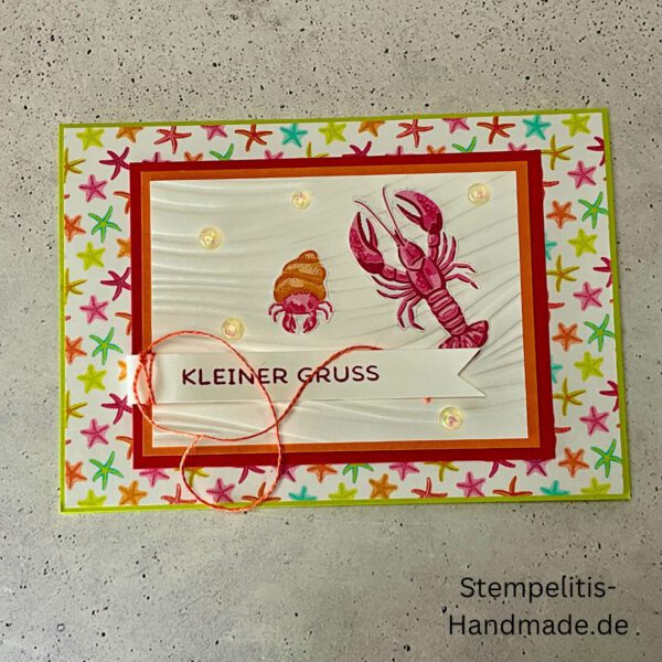 Ozean, Krebs, Hummer, Tintenfisch, Seestrrn, Meer, Stampin Up, Stempelset, handmade, Karte, Basteln, Geburtstag, Freundschaft, Grußkarte, DIY, Kolorieren, Klarsichtstempel, Scrapbooking, Papierbasteln, Bastelideen, Karten gestalten, Motivstempel, Bastelzubehör, kreative Karten, Stempeln, Stempelmotive, Bastelset, Bastelkarte, Kartenbasteln, Bastelprojekt, Handarbeit, selbstgemacht, Bastelstempel, Bastelspaß, Bastelfreude