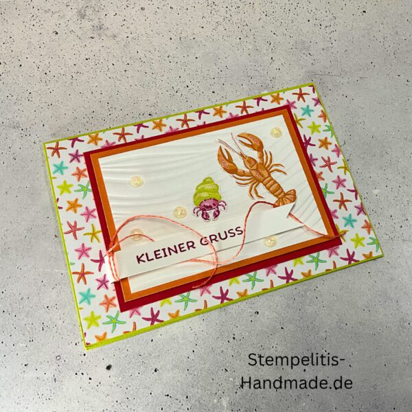 Ozean, Krebs, Hummer, Tintenfisch, Seestrrn, Meer, Stampin Up, Stempelset, handmade, Karte, Basteln, Geburtstag, Freundschaft, Grußkarte, DIY, Kolorieren, Klarsichtstempel, Scrapbooking, Papierbasteln, Bastelideen, Karten gestalten, Motivstempel, Bastelzubehör, kreative Karten, Stempeln, Stempelmotive, Bastelset, Bastelkarte, Kartenbasteln, Bastelprojekt, Handarbeit, selbstgemacht, Bastelstempel, Bastelspaß, Bastelfreude