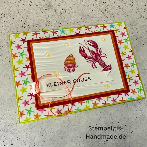 Ozean, Krebs, Hummer, Tintenfisch, Seestrrn, Meer, Stampin Up, Stempelset, handmade, Karte, Basteln, Geburtstag, Freundschaft, Grußkarte, DIY, Kolorieren, Klarsichtstempel, Scrapbooking, Papierbasteln, Bastelideen, Karten gestalten, Motivstempel, Bastelzubehör, kreative Karten, Stempeln, Stempelmotive, Bastelset, Bastelkarte, Kartenbasteln, Bastelprojekt, Handarbeit, selbstgemacht, Bastelstempel, Bastelspaß, Bastelfreude