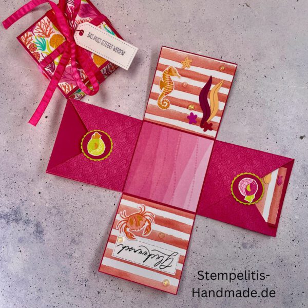 Explosionsbox, Ozean, Krebs, Hummer, Tintenfisch, Seestrrn, Meer, Stampin Up, Stempelset, handmade, Karte, Basteln, Geburtstag, Freundschaft, Grußkarte, DIY, Kolorieren, Klarsichtstempel, Scrapbooking, Papierbasteln, Bastelideen, Karten gestalten, Motivstempel, Bastelzubehör, kreative Karten, Stempeln, Stempelmotive, Bastelset, Bastelkarte, Kartenbasteln, Bastelprojekt, Handarbeit, selbstgemacht, Bastelstempel, Bastelspaß, Bastelfreude