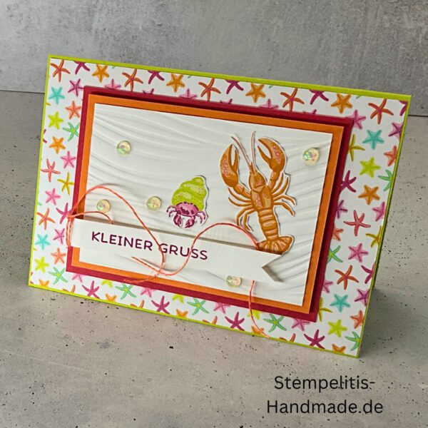 Ozean, Krebs, Hummer, Tintenfisch, Seestrrn, Meer, Stampin Up, Stempelset, handmade, Karte, Basteln, Geburtstag, Freundschaft, Grußkarte, DIY, Kolorieren, Klarsichtstempel, Scrapbooking, Papierbasteln, Bastelideen, Karten gestalten, Motivstempel, Bastelzubehör, kreative Karten, Stempeln, Stempelmotive, Bastelset, Bastelkarte, Kartenbasteln, Bastelprojekt, Handarbeit, selbstgemacht, Bastelstempel, Bastelspaß, Bastelfreude