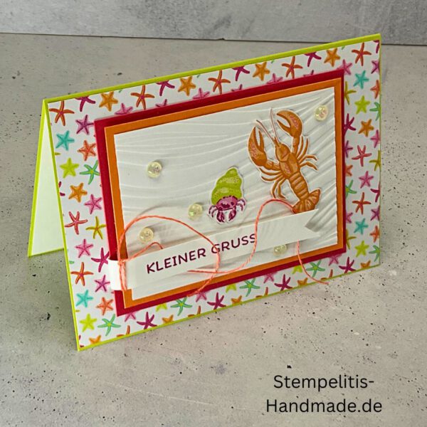 Ozean, Krebs, Hummer, Tintenfisch, Seestrrn, Meer, Stampin Up, Stempelset, handmade, Karte, Basteln, Geburtstag, Freundschaft, Grußkarte, DIY, Kolorieren, Klarsichtstempel, Scrapbooking, Papierbasteln, Bastelideen, Karten gestalten, Motivstempel, Bastelzubehör, kreative Karten, Stempeln, Stempelmotive, Bastelset, Bastelkarte, Kartenbasteln, Bastelprojekt, Handarbeit, selbstgemacht, Bastelstempel, Bastelspaß, Bastelfreude