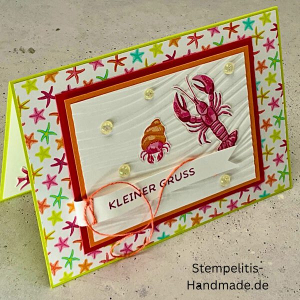 Ozean, Krebs, Hummer, Tintenfisch, Seestrrn, Meer, Stampin Up, Stempelset, handmade, Karte, Basteln, Geburtstag, Freundschaft, Grußkarte, DIY, Kolorieren, Klarsichtstempel, Scrapbooking, Papierbasteln, Bastelideen, Karten gestalten, Motivstempel, Bastelzubehör, kreative Karten, Stempeln, Stempelmotive, Bastelset, Bastelkarte, Kartenbasteln, Bastelprojekt, Handarbeit, selbstgemacht, Bastelstempel, Bastelspaß, Bastelfreude