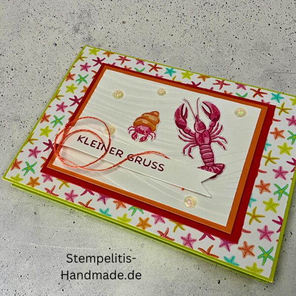 Ozean, Krebs, Hummer, Tintenfisch, Seestrrn, Meer, Stampin Up, Stempelset, handmade, Karte, Basteln, Geburtstag, Freundschaft, Grußkarte, DIY, Kolorieren, Klarsichtstempel, Scrapbooking, Papierbasteln, Bastelideen, Karten gestalten, Motivstempel, Bastelzubehör, kreative Karten, Stempeln, Stempelmotive, Bastelset, Bastelkarte, Kartenbasteln, Bastelprojekt, Handarbeit, selbstgemacht, Bastelstempel, Bastelspaß, Bastelfreude