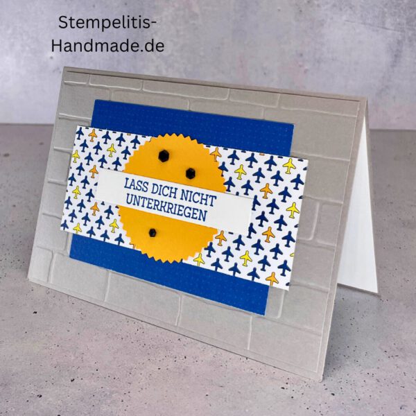 handgemachte Karte Mutmacher, Karte Lass dich nicht unterkriegen, Karte zur Aufmunterung, Motivationskarte handmade, Stampin’ Up Karte Mut machen, Aufmunterungskarte bunt, Karte mit Prägung und Schrift