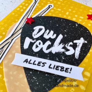 Fitarre handgemacht, Du bist legendär, You. are legend, Stampin Up, Acrylakzente, Sterne, Männerkarte, Geburtstagskarte, Unikat, Grußkarte, Karte für Männer, Handmade, Geschenkidee, Musiker, Musik, Rock, Kartenbasteln