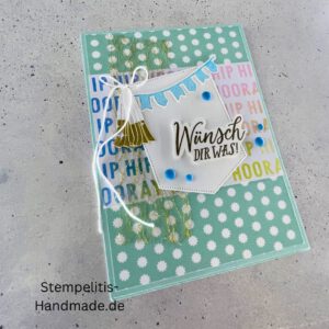 handgemachte Karte, Geburtstagskarte, Wünsch dir was, Karte mit Glöckchen, Karte mit Fähnchen, Karte pastellfarben, Stampin Up Karte, Karte mit Spruch, Grußkarte Geburtstag, handgemacht mit Liebe, Karte Hip Hip Hooray, Geschenkidee Geburtstag, kreative Karte, Glückwunschkarte handmade