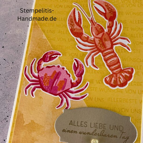 Ozean, Krebs, Hummer, Tintenfisch, Seestern, Meer, Stampin Up, Stempelset, handmade, Karte, Basteln, Geburtstag, Freundschaft, Grußkarte, DIY, Kolorieren, Klarsichtstempel, Scrapbooking, Papierbasteln, Bastelideen, Karten gestalten, Motivstempel, Bastelzubehör, kreative Karten, Stempeln, Stempelmotive, Bastelset, Bastelkarte, Kartenbasteln, Bastelprojekt, Handarbeit, selbstgemacht, Bastelstempel, Bastelspaß, Bastelfreude