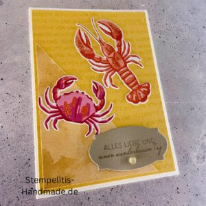 Ozean, Krebs, Hummer, Tintenfisch, Seestern, Meer, Stampin Up, Stempelset, handmade, Karte, Basteln, Geburtstag, Freundschaft, Grußkarte, DIY, Kolorieren, Klarsichtstempel, Scrapbooking, Papierbasteln, Bastelideen, Karten gestalten, Motivstempel, Bastelzubehör, kreative Karten, Stempeln, Stempelmotive, Bastelset, Bastelkarte, Kartenbasteln, Bastelprojekt, Handarbeit, selbstgemacht, Bastelstempel, Bastelspaß, Bastelfreude