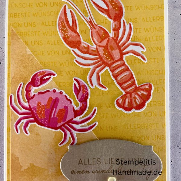 Ozean, Krebs, Hummer, Tintenfisch, Seestern, Meer, Stampin Up, Stempelset, handmade, Karte, Basteln, Geburtstag, Freundschaft, Grußkarte, DIY, Kolorieren, Klarsichtstempel, Scrapbooking, Papierbasteln, Bastelideen, Karten gestalten, Motivstempel, Bastelzubehör, kreative Karten, Stempeln, Stempelmotive, Bastelset, Bastelkarte, Kartenbasteln, Bastelprojekt, Handarbeit, selbstgemacht, Bastelstempel, Bastelspaß, Bastelfreude