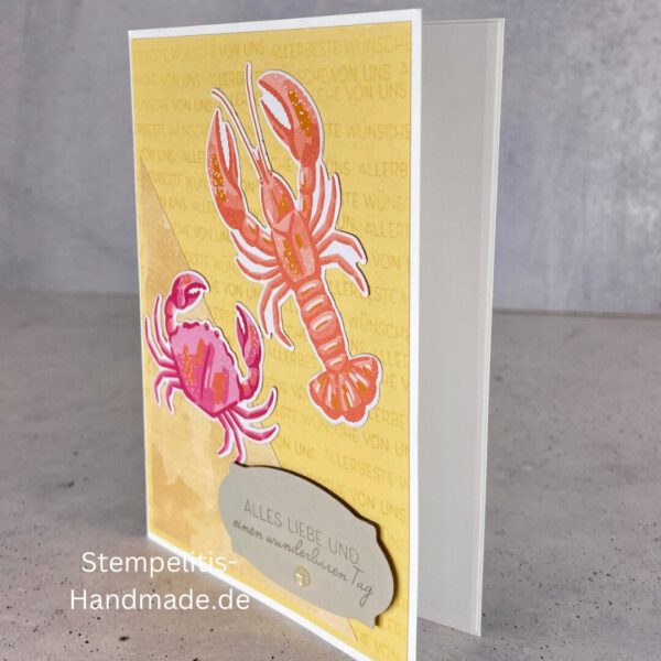 Ozean, Krebs, Hummer, Tintenfisch, Seestern, Meer, Stampin Up, Stempelset, handmade, Karte, Basteln, Geburtstag, Freundschaft, Grußkarte, DIY, Kolorieren, Klarsichtstempel, Scrapbooking, Papierbasteln, Bastelideen, Karten gestalten, Motivstempel, Bastelzubehör, kreative Karten, Stempeln, Stempelmotive, Bastelset, Bastelkarte, Kartenbasteln, Bastelprojekt, Handarbeit, selbstgemacht, Bastelstempel, Bastelspaß, Bastelfreude