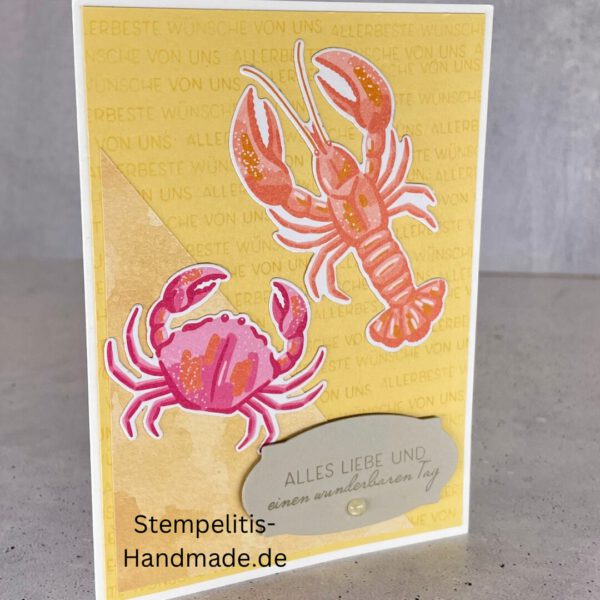 Ozean, Krebs, Hummer, Tintenfisch, Seestern, Meer, Stampin Up, Stempelset, handmade, Karte, Basteln, Geburtstag, Freundschaft, Grußkarte, DIY, Kolorieren, Klarsichtstempel, Scrapbooking, Papierbasteln, Bastelideen, Karten gestalten, Motivstempel, Bastelzubehör, kreative Karten, Stempeln, Stempelmotive, Bastelset, Bastelkarte, Kartenbasteln, Bastelprojekt, Handarbeit, selbstgemacht, Bastelstempel, Bastelspaß, Bastelfreude