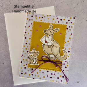 Känguru, Karte, Handgemacht, Glückwunschkarte, , Geburtstag