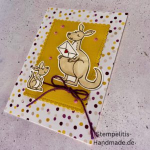 Känguru, Karte, Handgemacht, Glückwunschkarte, , Geburtstag