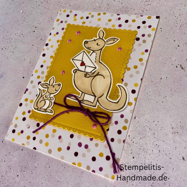 Känguru, Karte, Handgemacht, Glückwunschkarte, , Geburtstag