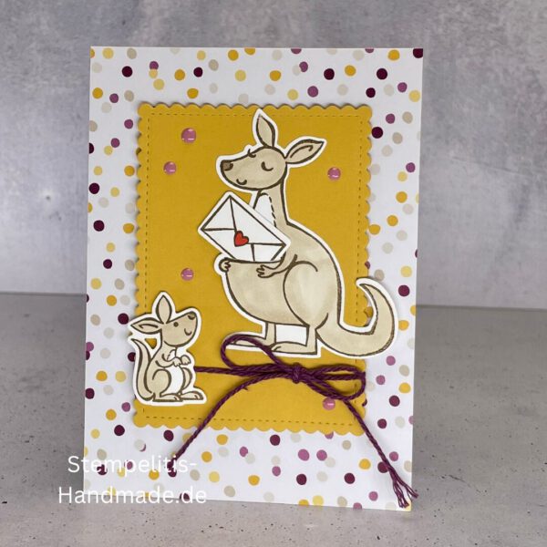 Känguru, Karte, Handgemacht, Glückwunschkarte, , Geburtstag