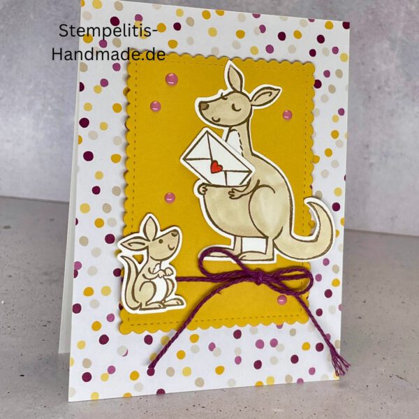 Känguru, Karte, Handgemacht, Glückwunschkarte, , Geburtstag