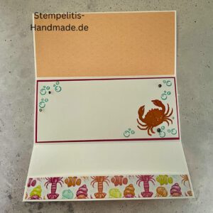 Aufklappkarte Aus dem Ozean, Ozean, Krebs, Hummer, Tintenfisch, Seestrrn, Meer, Stampin Up, Stempelset, handmade, Karte, Basteln, Geburtstag, Freundschaft, Grußkarte, DIY, Kolorieren, Klarsichtstempel, Scrapbooking, Papierbasteln, Bastelideen, Karten gestalten, Motivstempel, Bastelzubehör, kreative Karten, Stempeln, Stempelmotive, Bastelset, Bastelkarte, Kartenbasteln, Bastelprojekt, Handarbeit, selbstgemacht, Bastelstempel, Bastelspaß, Bastelfreude