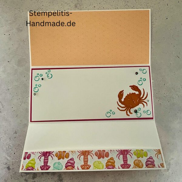 Aufklappkarte Aus dem Ozean, Ozean, Krebs, Hummer, Tintenfisch, Seestrrn, Meer, Stampin Up, Stempelset, handmade, Karte, Basteln, Geburtstag, Freundschaft, Grußkarte, DIY, Kolorieren, Klarsichtstempel, Scrapbooking, Papierbasteln, Bastelideen, Karten gestalten, Motivstempel, Bastelzubehör, kreative Karten, Stempeln, Stempelmotive, Bastelset, Bastelkarte, Kartenbasteln, Bastelprojekt, Handarbeit, selbstgemacht, Bastelstempel, Bastelspaß, Bastelfreude