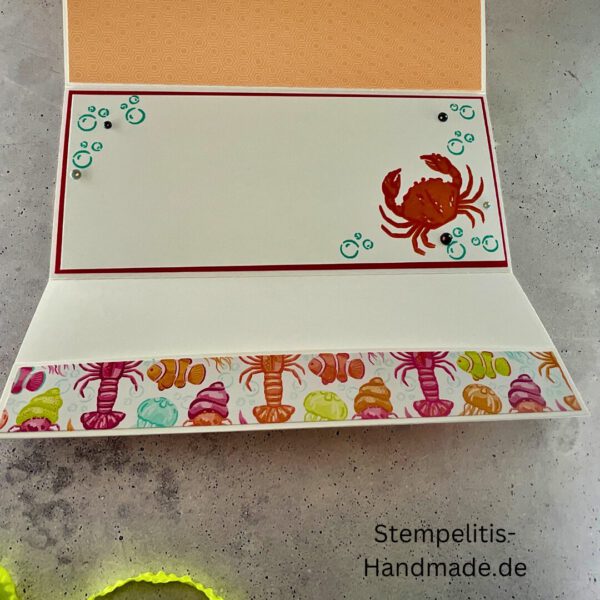 Aufklappkarte Aus dem Ozean, Ozean, Krebs, Hummer, Tintenfisch, Seestrrn, Meer, Stampin Up, Stempelset, handmade, Karte, Basteln, Geburtstag, Freundschaft, Grußkarte, DIY, Kolorieren, Klarsichtstempel, Scrapbooking, Papierbasteln, Bastelideen, Karten gestalten, Motivstempel, Bastelzubehör, kreative Karten, Stempeln, Stempelmotive, Bastelset, Bastelkarte, Kartenbasteln, Bastelprojekt, Handarbeit, selbstgemacht, Bastelstempel, Bastelspaß, Bastelfreude