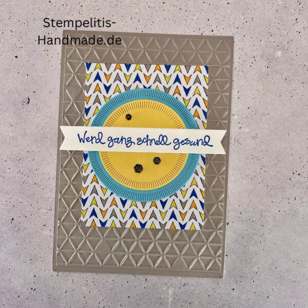 handgemachte Karte Mutmacher, Karte Lass dich nicht unterkriegen, Karte zur Aufmunterung, Motivationskarte handmade, Stampin’ Up Karte Mut machen, Aufmunterungskarte bunt, Karte mit Prägung und Schrift