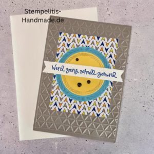 handgemachte Karte Mutmacher, Karte Lass dich nicht unterkriegen, Karte zur Aufmunterung, Motivationskarte handmade, Stampin’ Up Karte Mut machen, Aufmunterungskarte bunt, Karte mit Prägung und Schrift