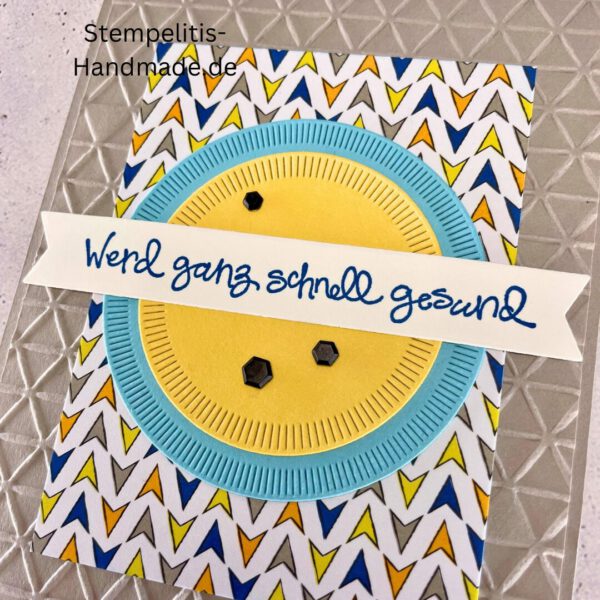 handgemachte Karte Mutmacher, Karte Lass dich nicht unterkriegen, Karte zur Aufmunterung, Motivationskarte handmade, Stampin’ Up Karte Mut machen, Aufmunterungskarte bunt, Karte mit Prägung und Schrift