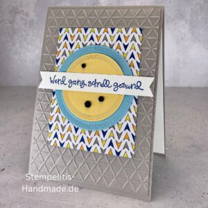 handgemachte Karte Mutmacher, Karte Lass dich nicht unterkriegen, Karte zur Aufmunterung, Motivationskarte handmade, Stampin’ Up Karte Mut machen, Aufmunterungskarte bunt, Karte mit Prägung und Schrift