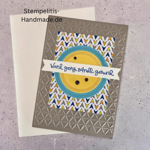 handgemachte Karte Mutmacher, Karte Lass dich nicht unterkriegen, Karte zur Aufmunterung, Motivationskarte handmade, Stampin’ Up Karte Mut machen, Aufmunterungskarte bunt, Karte mit Prägung und Schrift