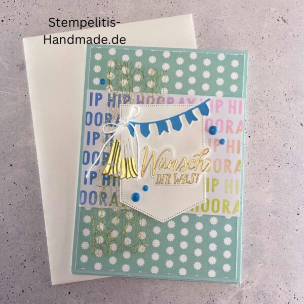 Wünsch dir was, Karte, Handgemacht, Glückwunschkarte, Wimper, Hurra, Geburtstag