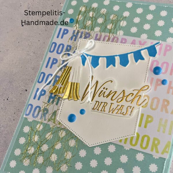 Wünsch dir was, Karte, Handgemacht, Glückwunschkarte, Wimper, Hurra, Geburtstag