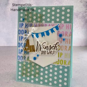 Wünsch dir was, Karte, Handgemacht, Glückwunschkarte, Wimper, Hurra, Geburtstag