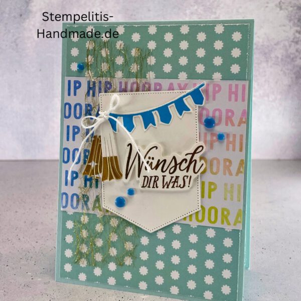 Wünsch dir was, Karte, Handgemacht, Glückwunschkarte, Wimper, Hurra, Geburtstag