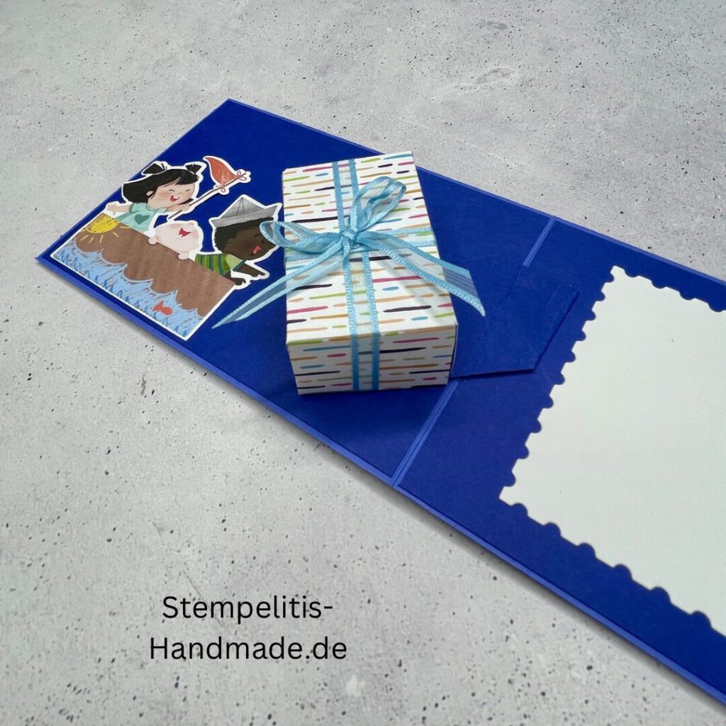 Geschenkpaket, Kartenform, Anleitung, Tutorial, Kinderspiel, Stampin Up, Karten basteln