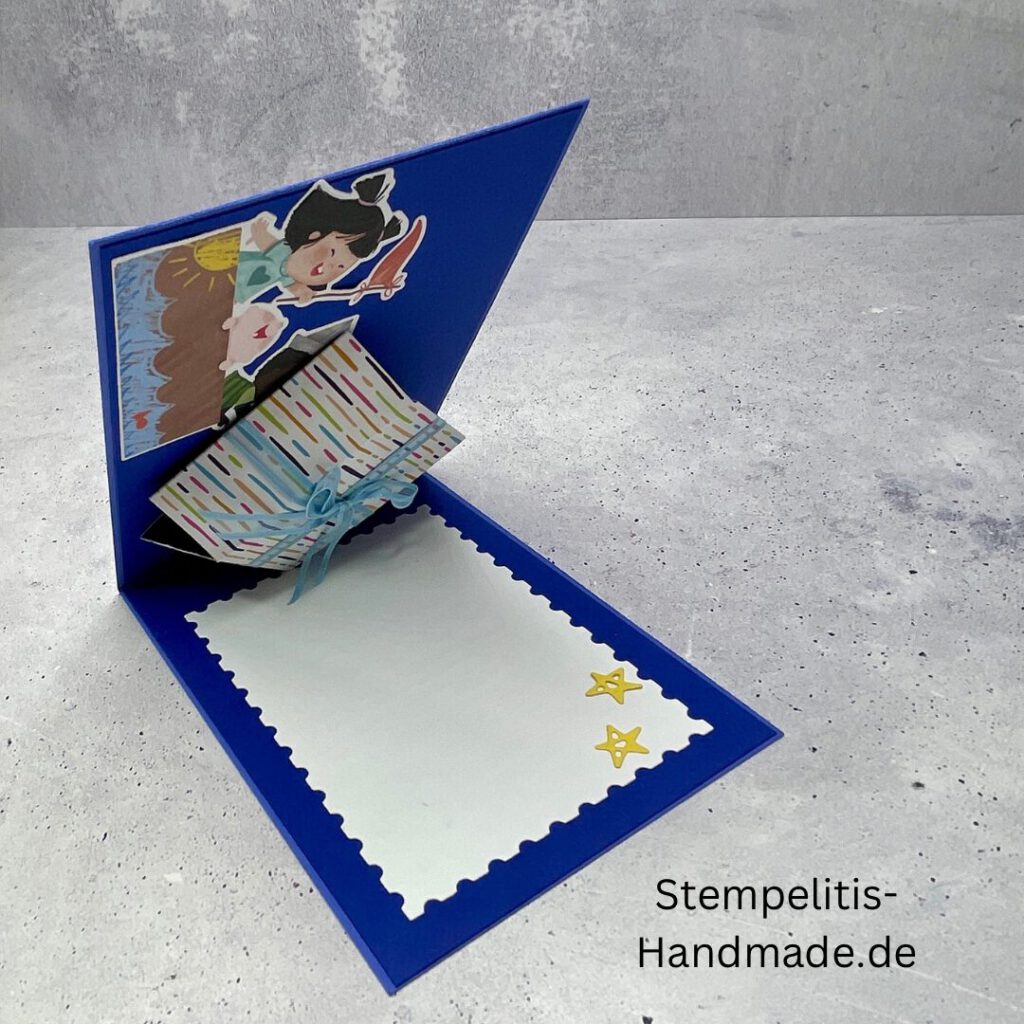 Geschenkpaket, Kartenform, Anleitung, Tutorial, Kinderspiel, Stampin Up, Karten basteln