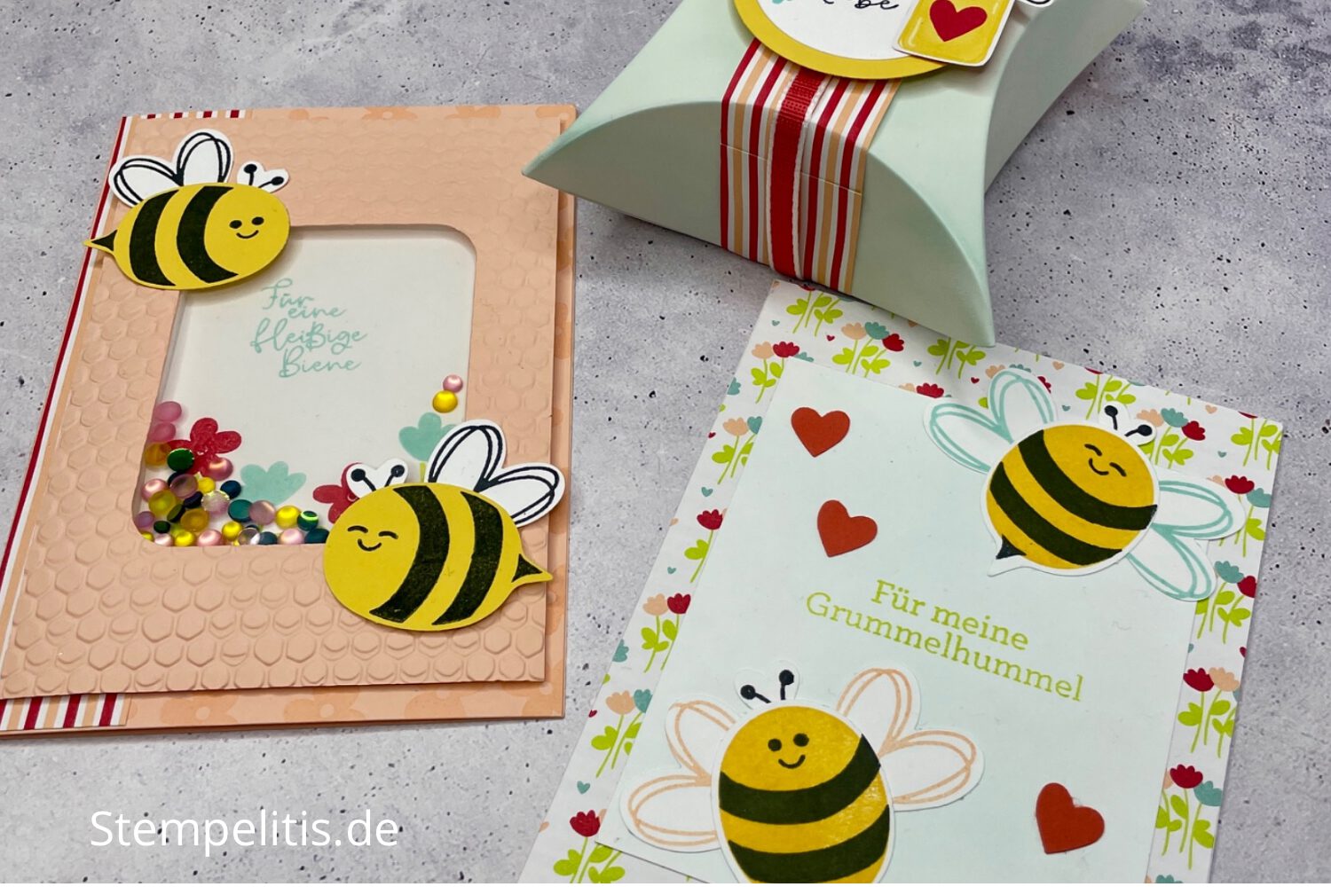 Schüttelkarte, Karte basteln, Papierbasteln, handmade, Bienen, honigsüß