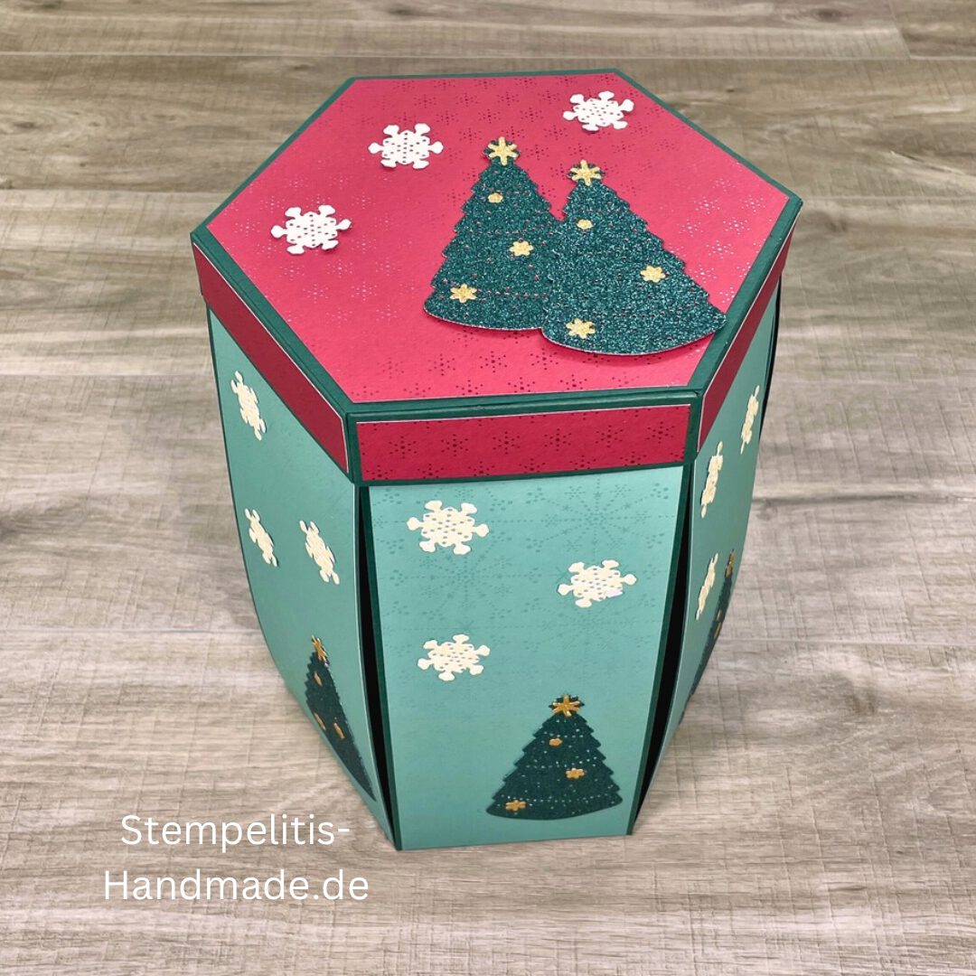 Anleitung, Hexagonturm, Weihnachten, Adventskalender, Turm, Stampin Up, Papierbasteln, DIY, handmade, Stempelitis