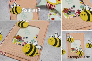 Schüttelkarte, Karte basteln, Papierbasteln, handmade, Bienen, honigsüß