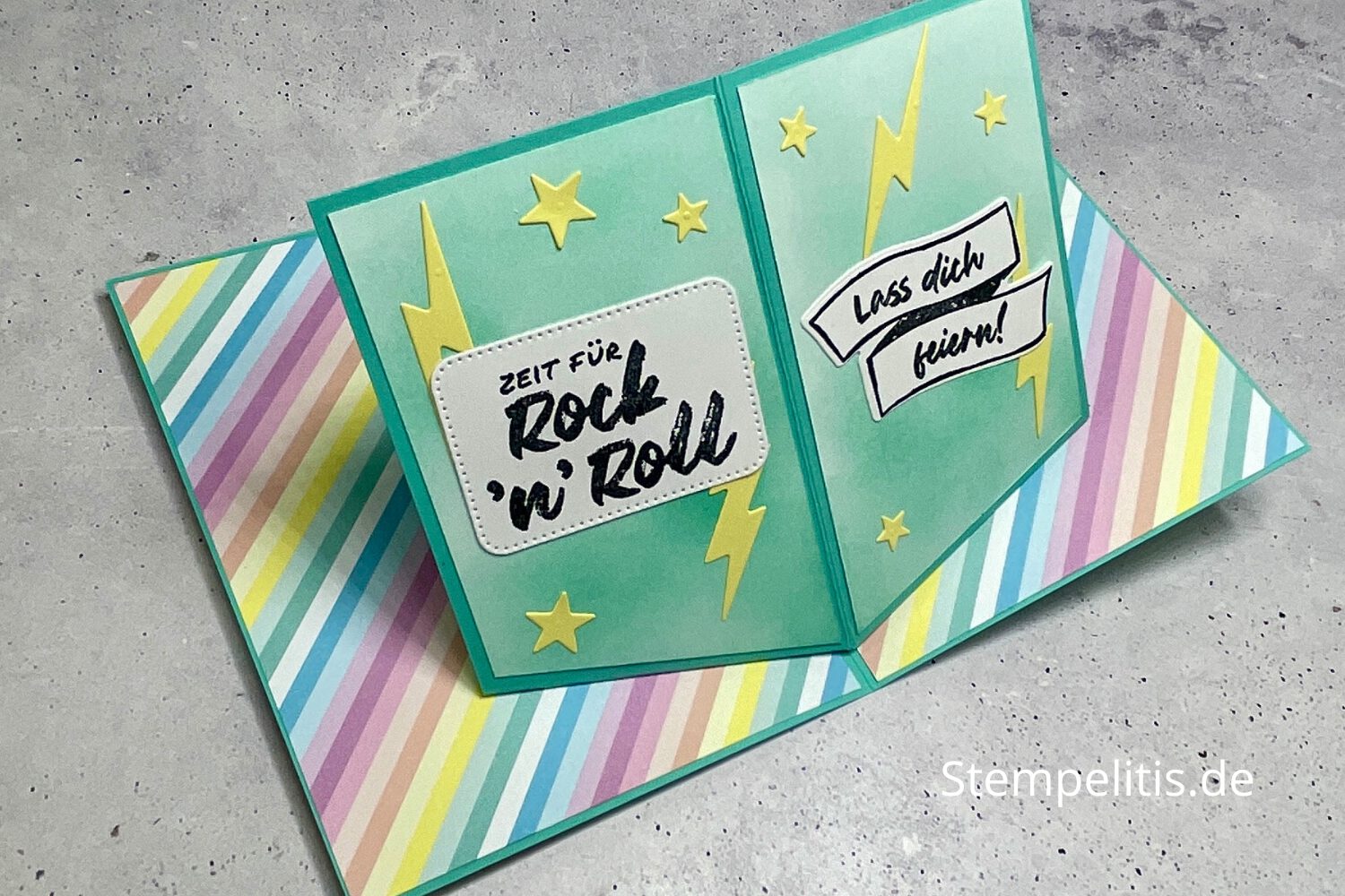 Rock, Rock n Roll, Gitarre, Musik, Karten basteln, handgemachte Karte