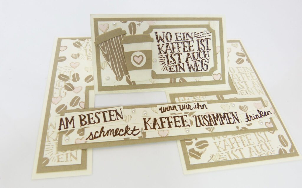 Impossible Card, Karten basteln, Anleitung, Videotutorial, Stampin Up, Kaffee, Papierbasteln, Handhabe, Stempelitis