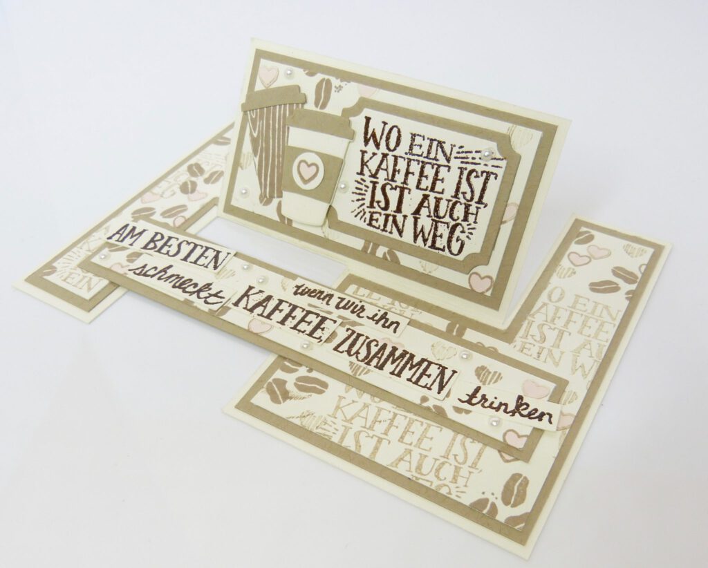 Impossible Card, Karten basteln, Anleitung, Videotutorial, Stampin Up, Kaffee, Papierbasteln, Handhabe, Stempelitis