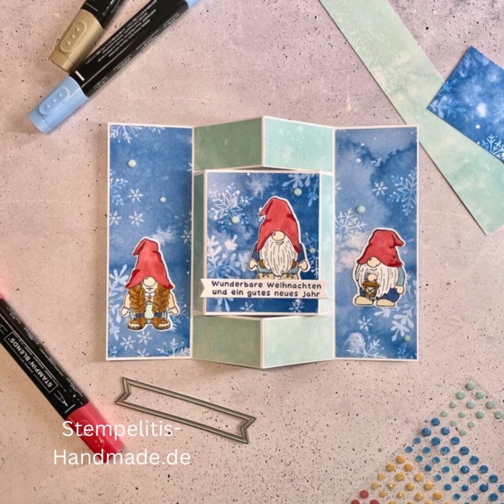 Funfold, Wichtelwunderland, Weihnachtskarte, Weihnachten, Anleitung, Tutorial, Stampin Up, Stempelitis