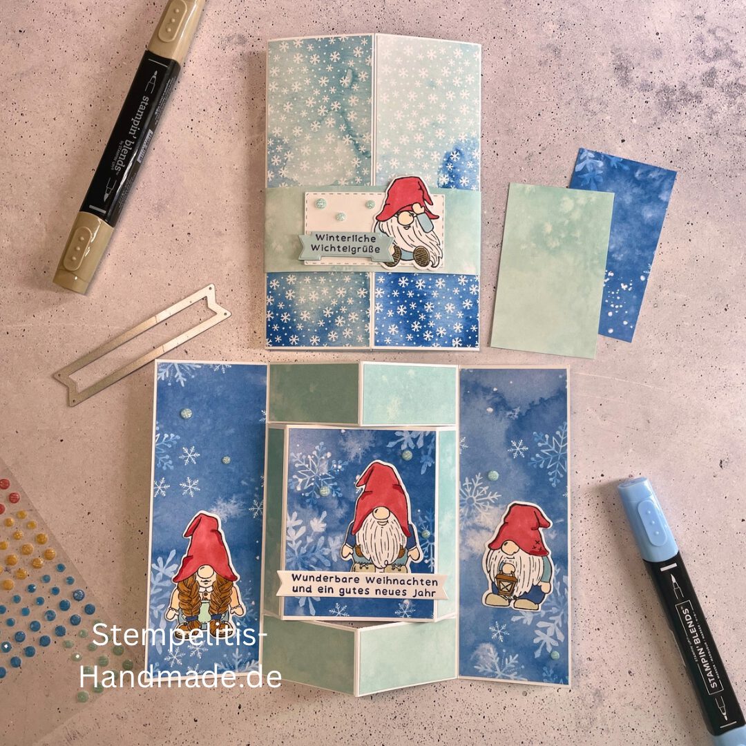 Funfold, Wichtelwunderland, Weihnachtskarte, Weihnachten, Anleitung, Tutorial, Stampin Up, Stempelitis