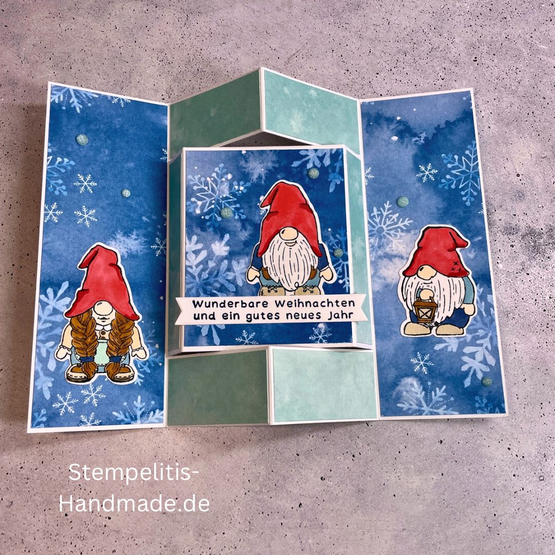 Funfold, Wichtelwunderland, Weihnachtskarte, Weihnachten, Anleitung, Tutorial, Stampin Up, Stempelitis