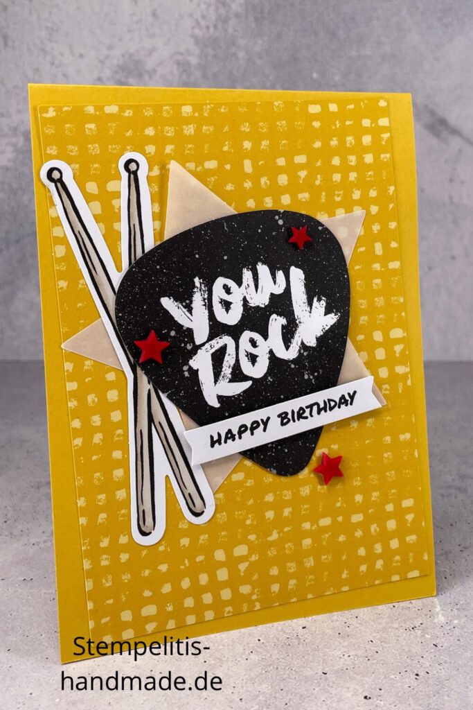 Rock, Rock n Roll, Gitarre, Musik, Karten basteln, handgemachte Karte