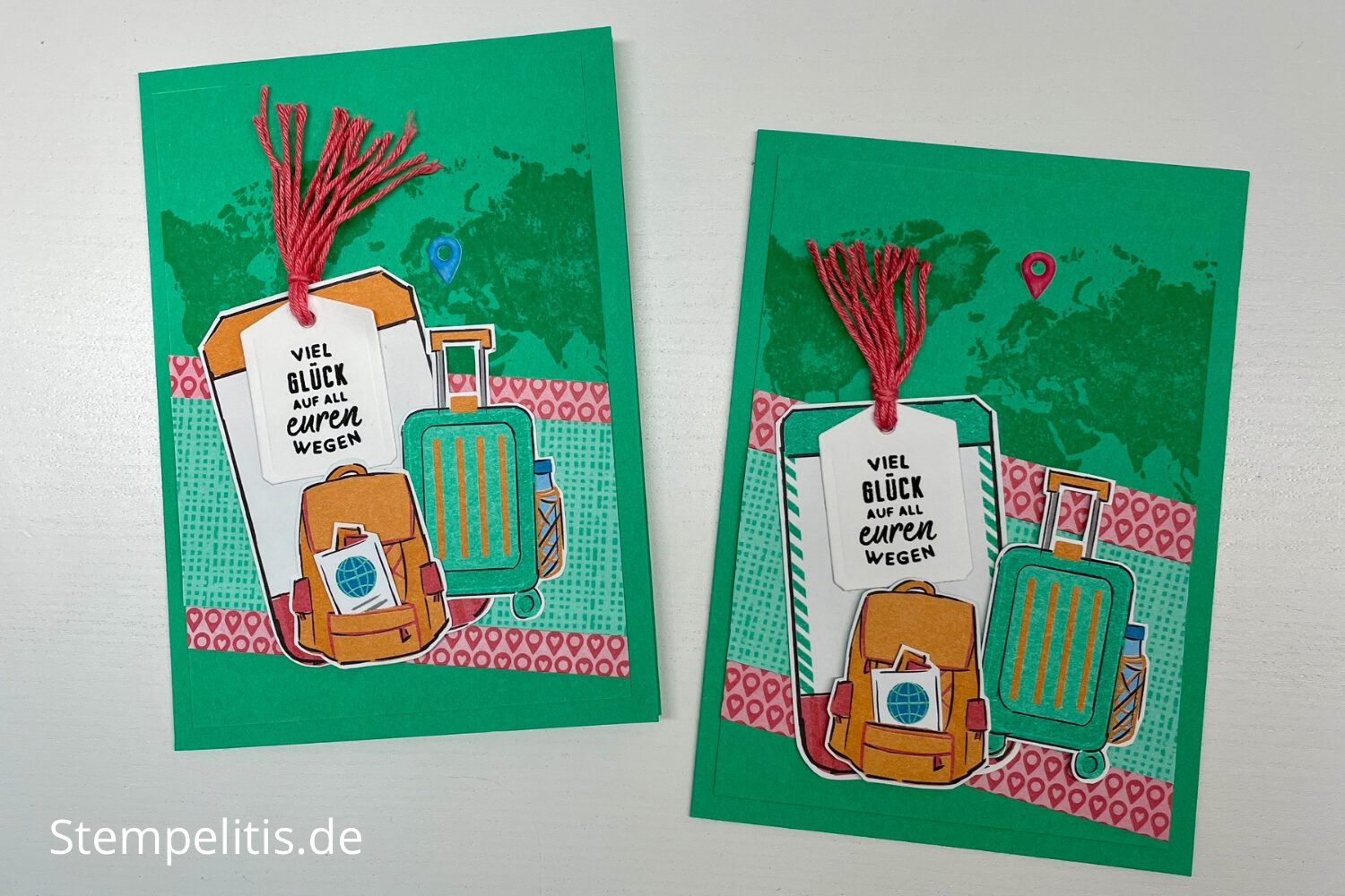 Reise, Karte basteln, Koffer, Urlaub, verreisen
