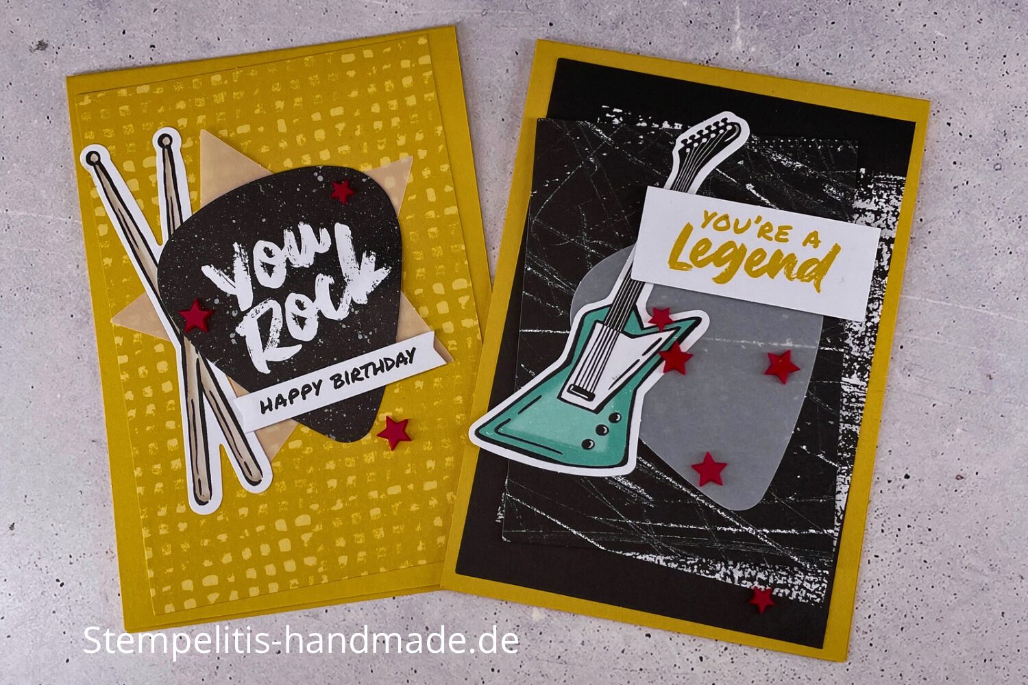 Rock, Rock n Roll, Gitarre, Musik, Karten basteln, handgemachte Karte