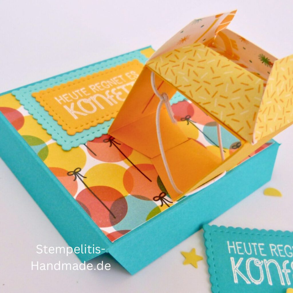 Konfettischleuder, Anleitung, Verpackung, Geschenk, Überraschung, Stampin Up, Stempelitis, Tutorial, Papierbasteln, handmade