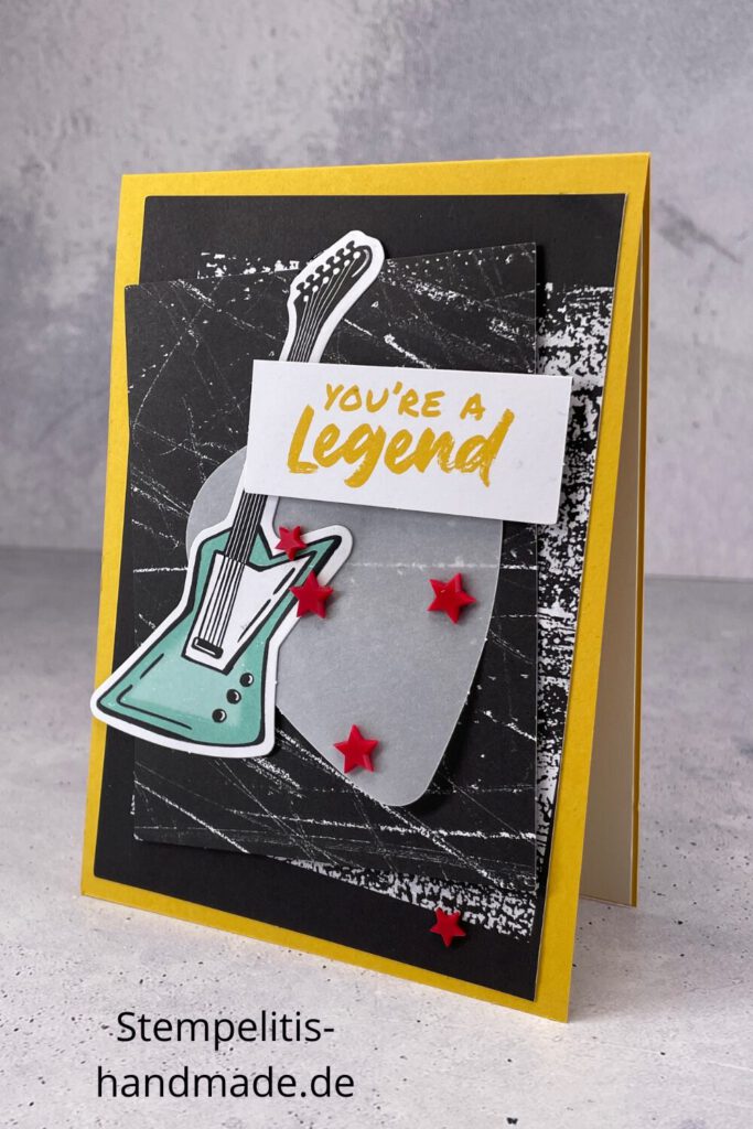 Rock, Rock n Roll, Gitarre, Musik, Karten basteln, handgemachte Karte