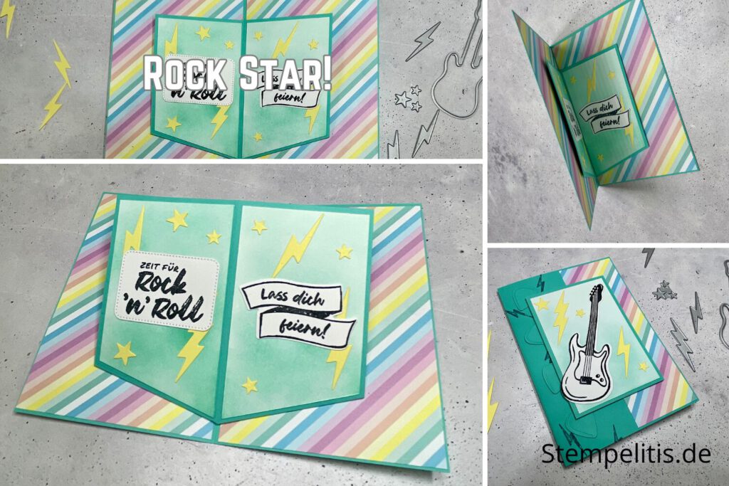 Rock, Rock n Roll, Gitarre, Musik, Karten basteln, handgemachte Karte